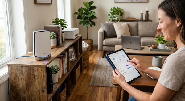What are the best practices for configuring a secure home network using a Netgear Orbi RBK50 mesh system?